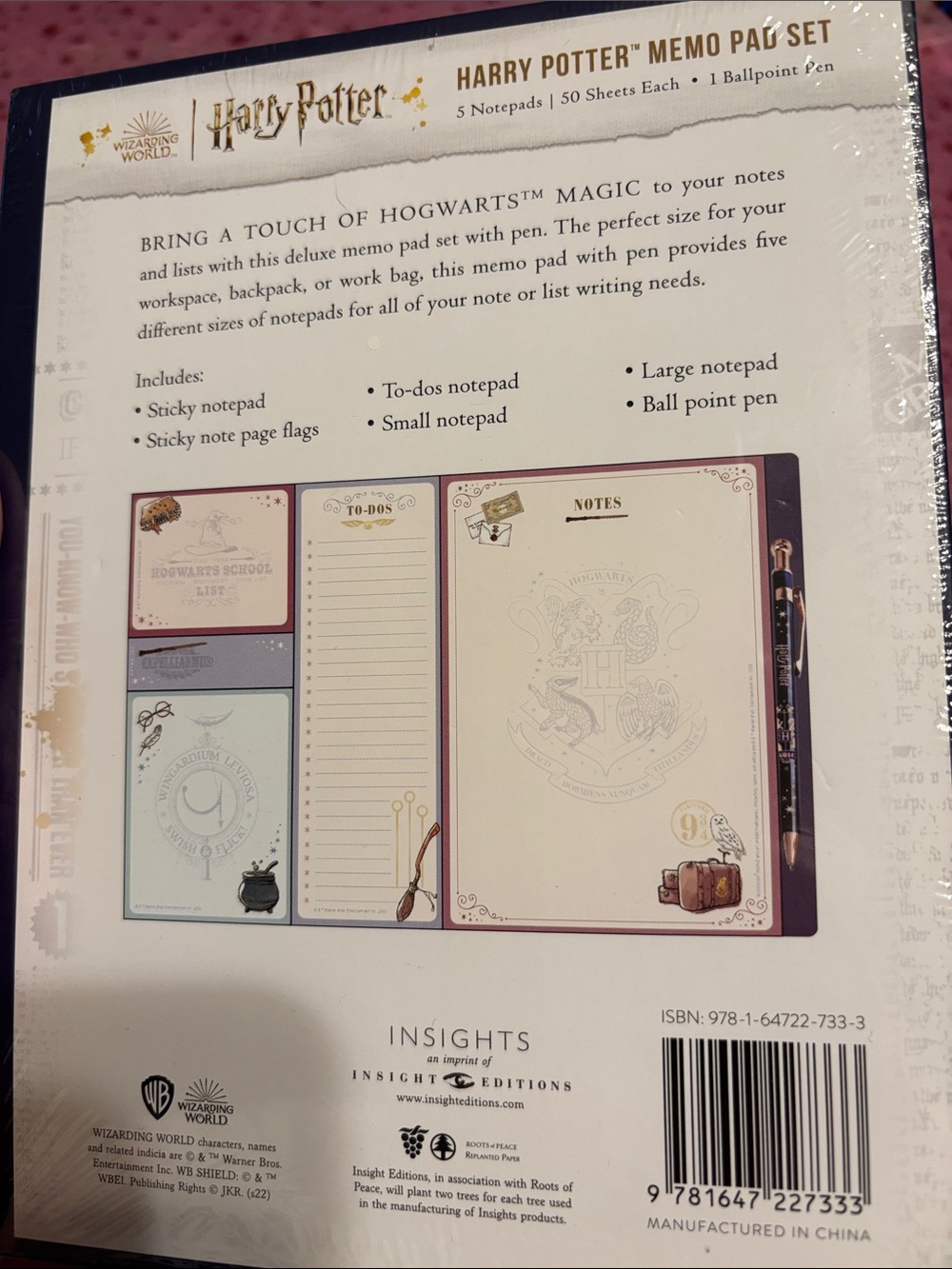 Harry Potter Hogwarts Memo Pad Set - Navy Blue & Gold - Picture 4 of 4